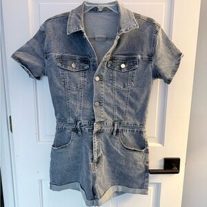 Denim Short Sleeve Romper